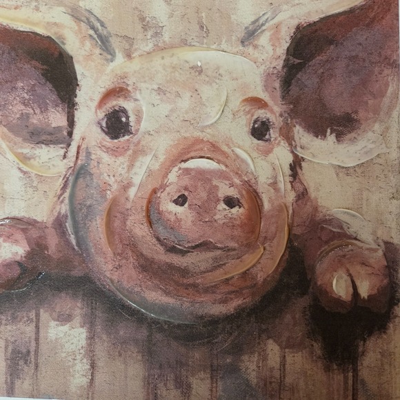 The Unbranded Brand Other - 12x12 Adorable Textured Pig Canvas Print Picture Wall Art